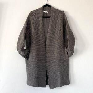 Madewell Wool 100% Cozy Gray Brown Open-Front Duster Cardigan Sweater Leganlook